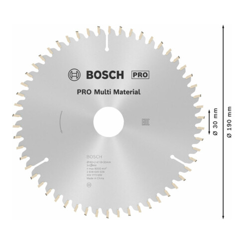 Lame de scie circulaire Bosch Multi Material 190 x 30 x 2,4 mm 54