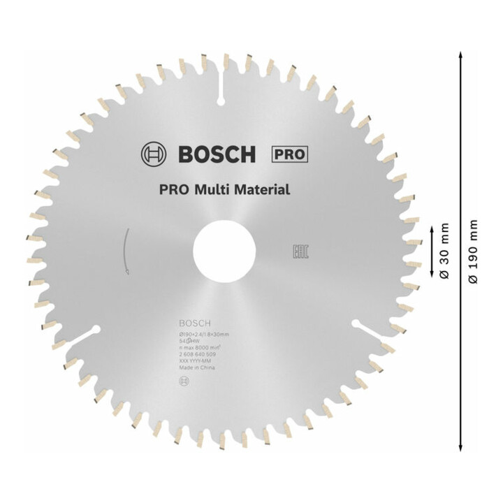 Lame de scie circulaire Bosch Multi Material 190 x 30 x 2,4 mm 54