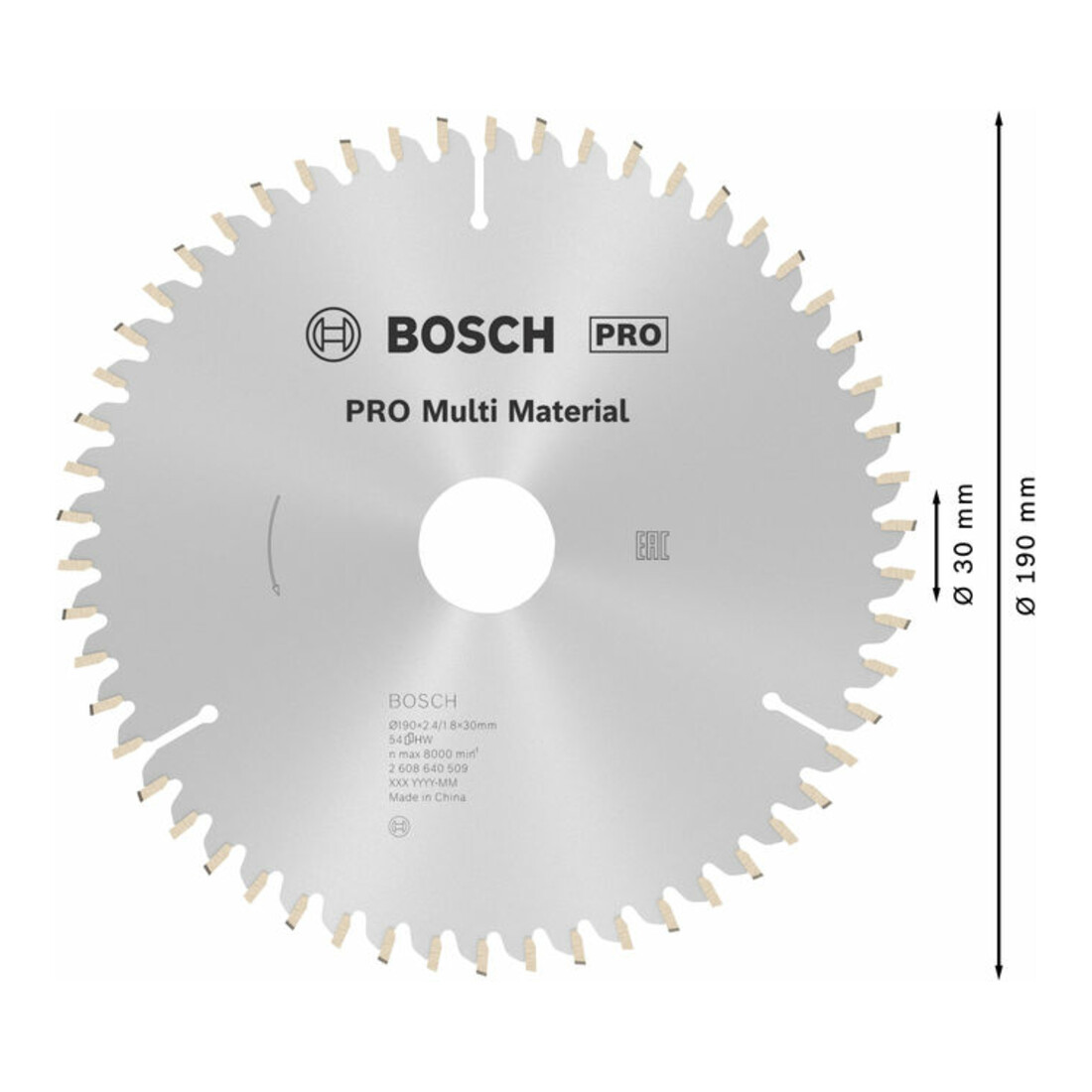 Lame de scie circulaire Bosch Multi Material 190 x 30 x 2,4 mm 54