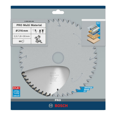 Lame de scie circulaire Bosch Multi Material 216 x 30 x 2,5 mm