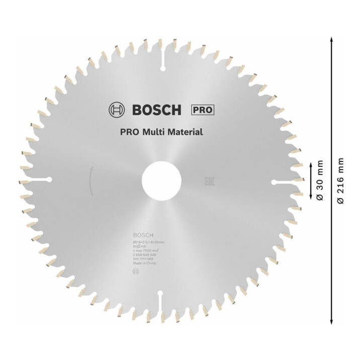 Lame de scie circulaire Bosch Multi Material 216 x 30 x 2,5 mm