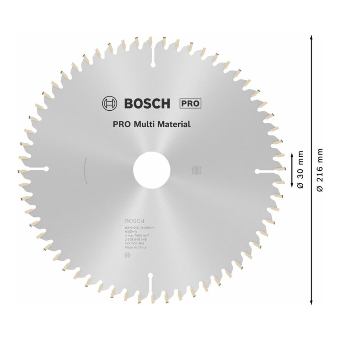 Lame de scie circulaire Bosch Multi Material 216 x 30 x 2,5 mm
