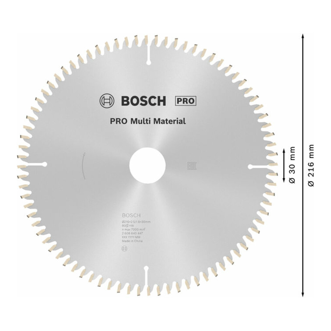 Lame de scie circulaire Bosch Multi Material 216 x 30 x 2,5 mm 80