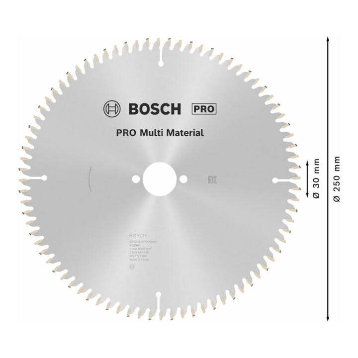Lame de scie circulaire Bosch Multi Material 250 x 30 x 3,2 mm 80