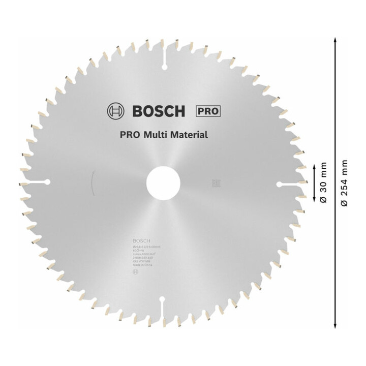 Lame de scie circulaire Bosch Multi Material 254 x 30 x 3,2 mm 60