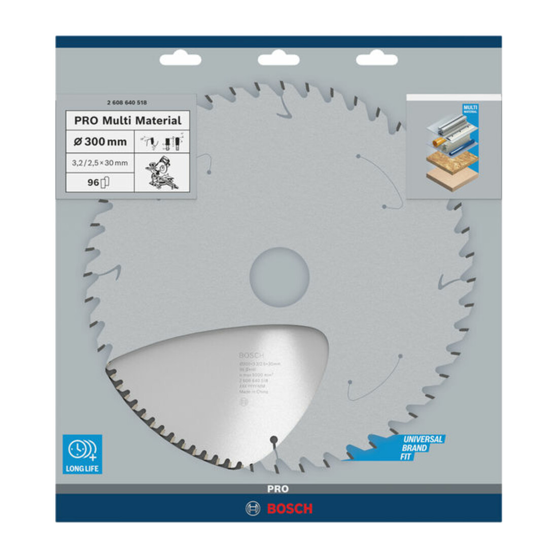 Lame de scie circulaire Bosch Multi Material 300 x 30 x 3,2 mm 96