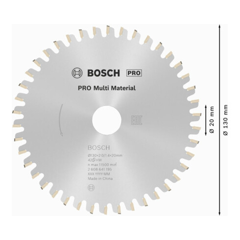 Lame de scie circulaire Bosch Multi Matériau 130 x 20/16 x 2 mm 42