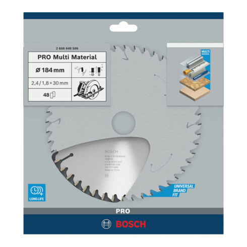 Lame de scie circulaire Bosch Multi Matériau 184 x 30 x 2,4 mm 48