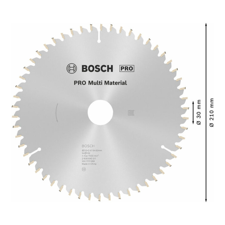Lame de scie circulaire Bosch Multi Matériau 210 x 30 x 2,4 mm 54