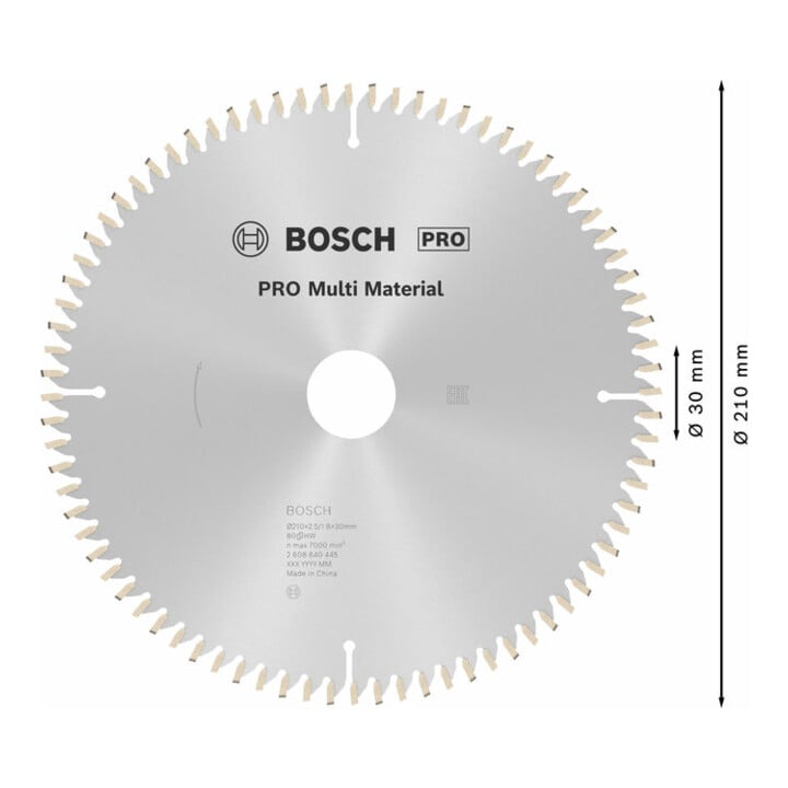 Lame de scie circulaire Bosch Multi Matériau 210 x 30 x 2,5 mm 80