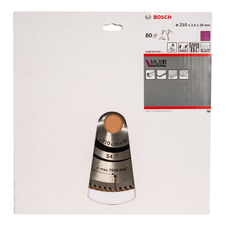 Lame de scie circulaire Bosch Multi Matériau 210 x 30 x 2,5 mm 80