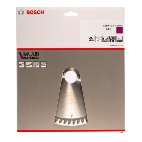 Lame de scie circulaire Bosch Multi Matériau 230 x 30 x 2,4 mm 64