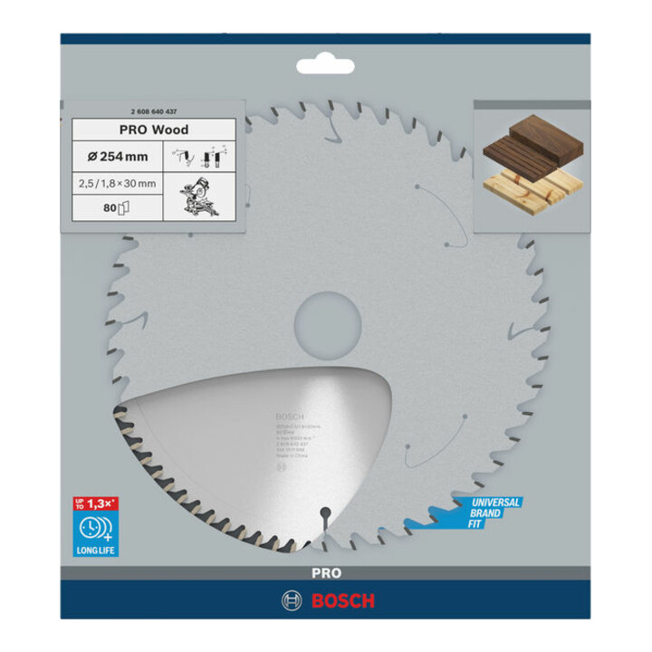 Lame de scie circulaire Bosch Optiline Wood 254 x 30 x 2,5 mm, 80