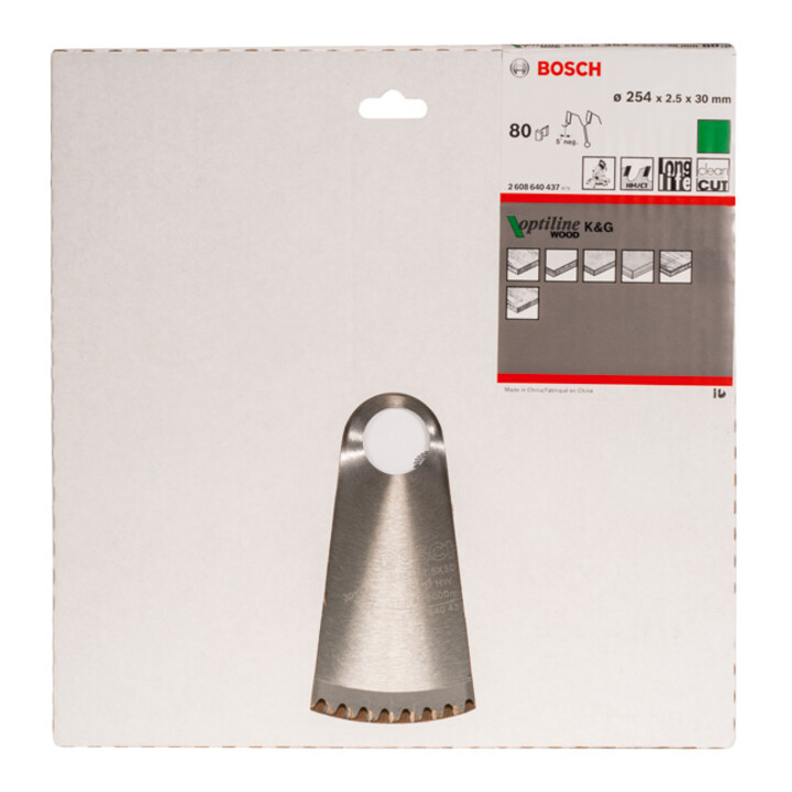 Lame de scie circulaire Bosch Optiline Wood 254 x 30 x 2,5 mm, 80