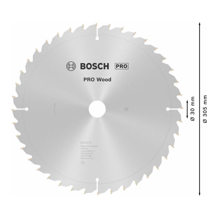 Lame de scie circulaire Bosch Optiline Wood 305 x 30 x 2,5 mm, 40