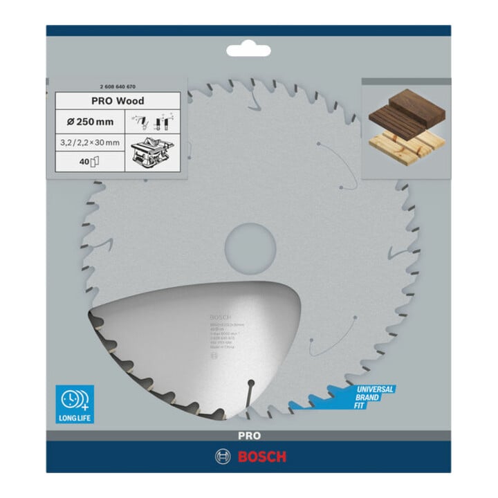 Lame de scie circulaire Bosch Optiline Wood pour scies à format 250 x 30 x 3,2 mm 40