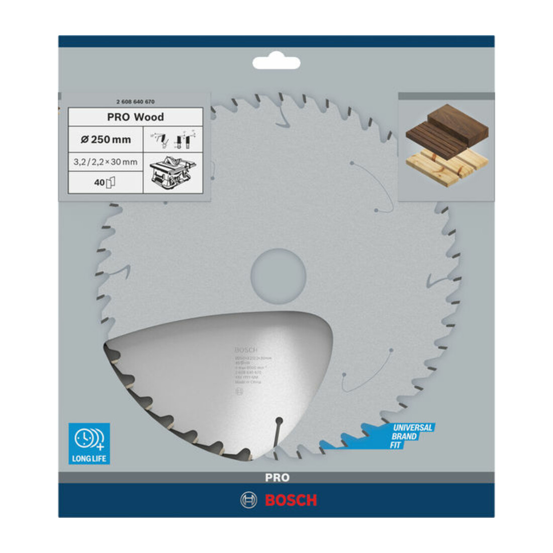 Lame de scie circulaire Bosch Optiline Wood pour scies à format 250 x 30 x 3,2 mm 40