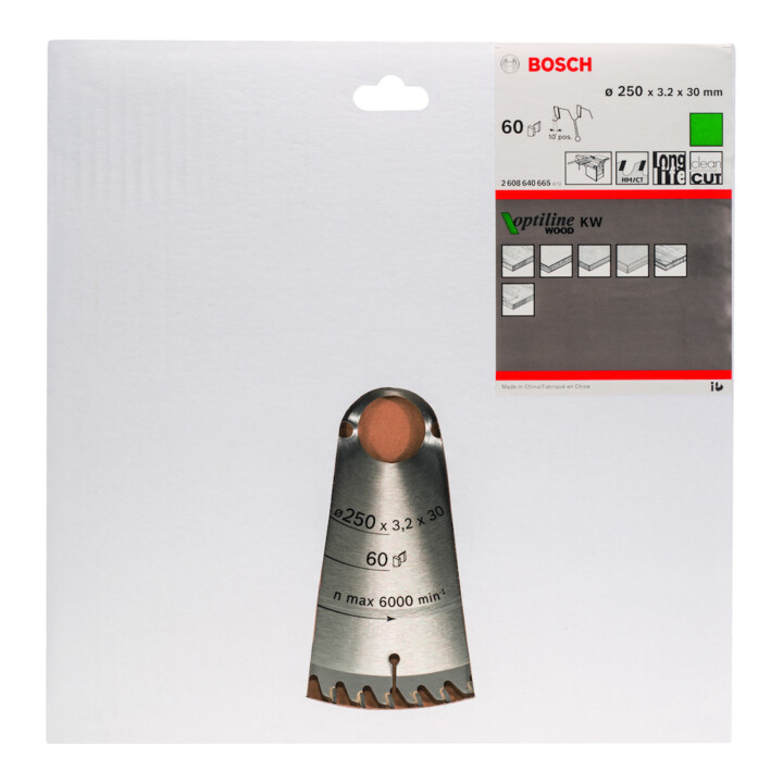 Lame de scie circulaire Bosch Optiline Wood pour scies à format 250 x 30 x 3,2 mm 60