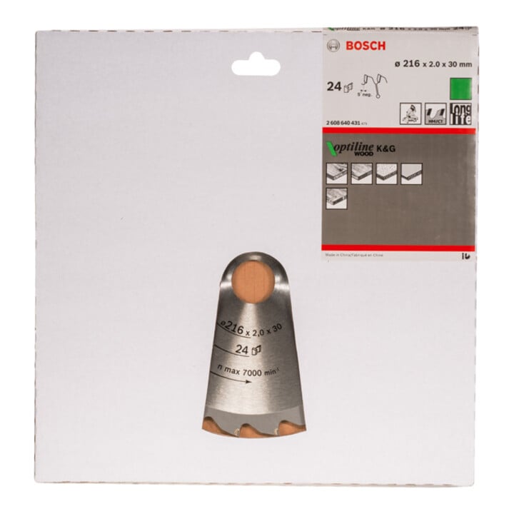 Lame de scie circulaire Bosch Optiline Wood pour scies à onglet et à tronçonner 216 x 30 x 2,0 mm 24