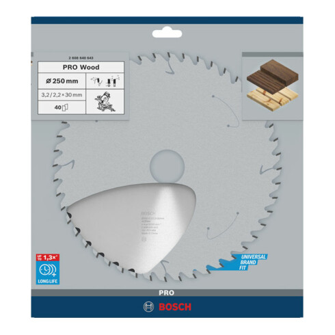 Lame de scie circulaire Bosch Optiline Wood pour scies à onglet et à tronçonner 250 x 30 x 3,2 mm 40