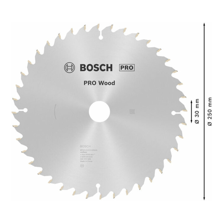 Lame de scie circulaire Bosch Optiline Wood pour scies à onglet et à tronçonner 250 x 30 x 3,2 mm 40