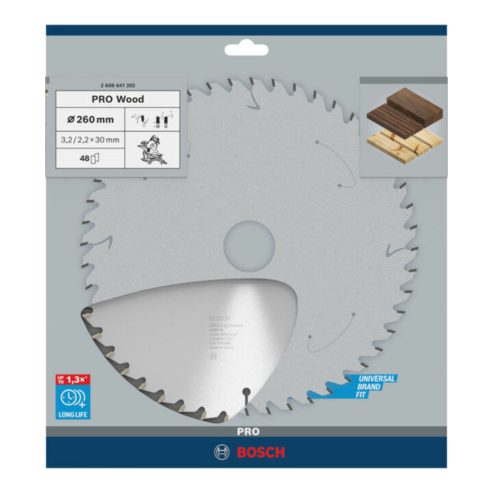 Lame de scie circulaire Bosch Optiline Wood pour scies à onglet et à tronçonner 260 x 30 x 3,2 mm 48
