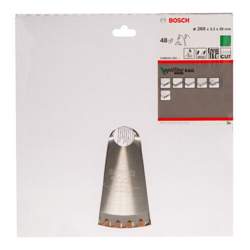 Lame de scie circulaire Bosch Optiline Wood pour scies à onglet et à tronçonner 260 x 30 x 3,2 mm 48