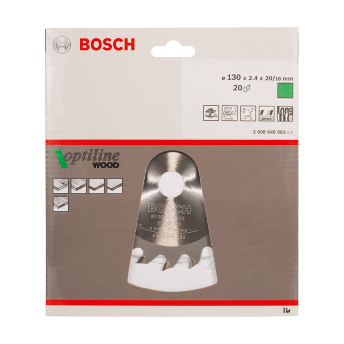 Lame de scie circulaire Bosch Optiline Wood pour scies circulaires à main 130 x 20/16 x 2,4 mm 20