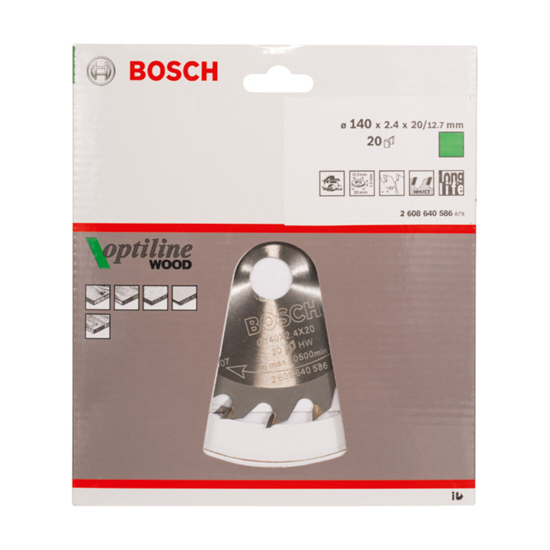 Lame de scie circulaire Bosch Optiline Wood pour scies circulaires à main 140 x 20/12,7 x 2,4 mm 20