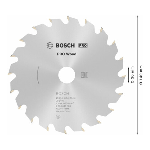 Lame de scie circulaire Bosch Optiline Wood pour scies circulaires à main 140 x 20/12,7 x 2,4 mm 20