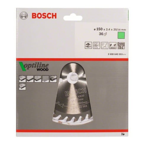 Lame de scie circulaire Bosch Optiline Wood pour scies circulaires à main 150 x 20/16 x 2,4 mm 36