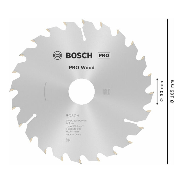 Lame de scie circulaire Bosch Optiline Wood pour scies circulaires à main 165 x 30 x 2,6 mm 24