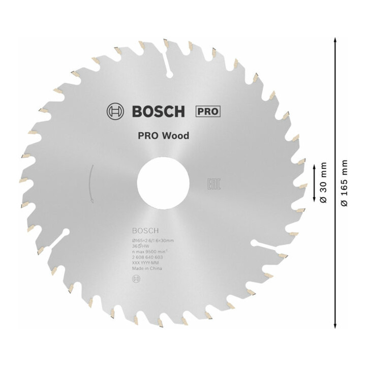 Lame de scie circulaire Bosch Optiline Wood pour scies circulaires à main 165 x 30 x 2,6 mm 36