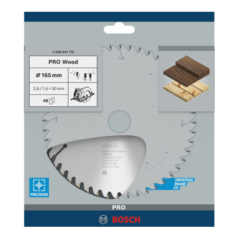 Lame de scie circulaire Bosch Optiline Wood pour scies circulaires à main 165 x 30 x 2,6 mm 48