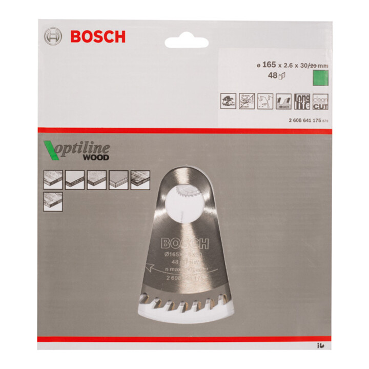 Lame de scie circulaire Bosch Optiline Wood pour scies circulaires à main 165 x 30 x 2,6 mm 48