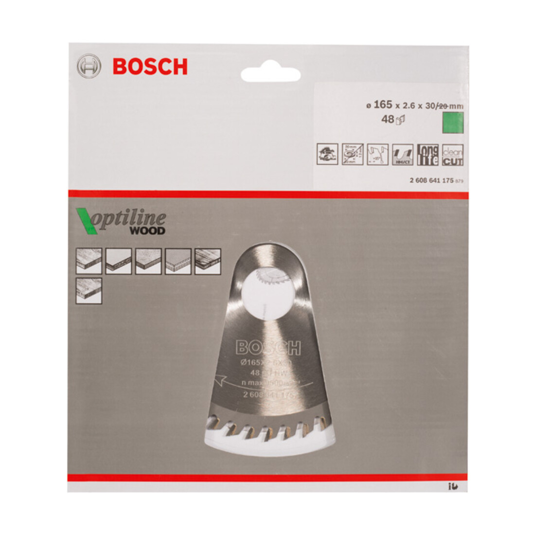 Lame de scie circulaire Bosch Optiline Wood pour scies circulaires à main 165 x 30 x 2,6 mm 48