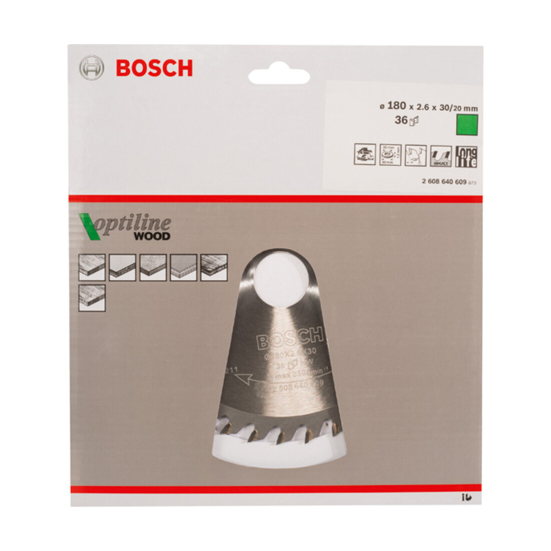 Lame de scie circulaire Bosch Optiline Wood pour scies circulaires à main 180 x 30/20 x 2,6 mm 36