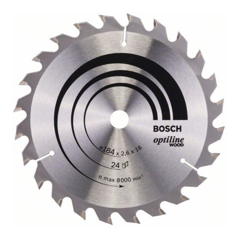Lame de scie circulaire Bosch Optiline Wood pour scies circulaires à main 184 x 16 x 2,6 mm 24