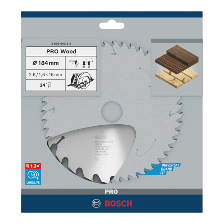 Lame de scie circulaire Bosch Optiline Wood pour scies circulaires à main 184 x 16 x 2,6 mm 24