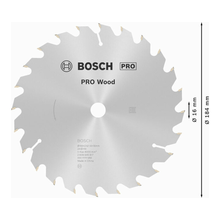 Lame de scie circulaire Bosch Optiline Wood pour scies circulaires à main 184 x 16 x 2,6 mm 24