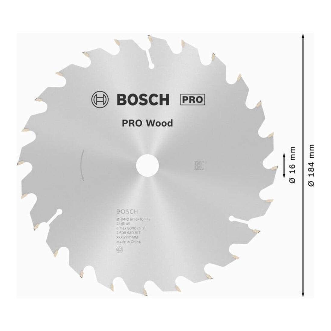 Lame de scie circulaire Bosch Optiline Wood pour scies circulaires à main 184 x 16 x 2,6 mm 24