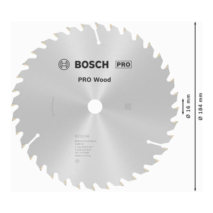 Lame de scie circulaire Bosch Optiline Wood pour scies circulaires à main 184 x 16 x 2,6 mm 36