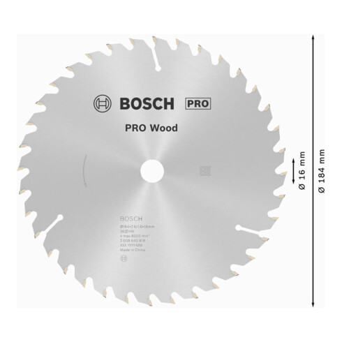 Lame de scie circulaire Bosch Optiline Wood pour scies circulaires à main 184 x 16 x 2,6 mm 36