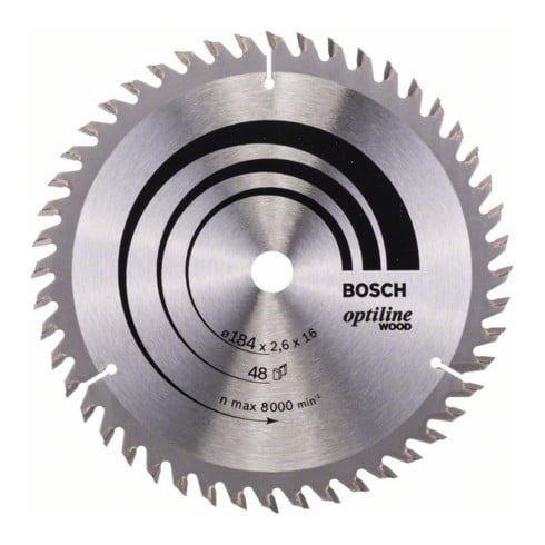 Lame de scie circulaire Bosch Optiline Wood pour scies circulaires à main 184 x 16 x 2,6 mm 48