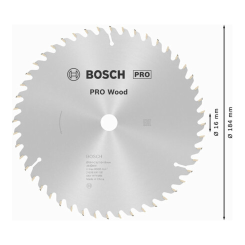Lame de scie circulaire Bosch Optiline Wood pour scies circulaires à main 184 x 16 x 2,6 mm 48
