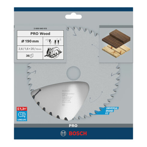 Lame de scie circulaire Bosch Optiline Wood pour scies circulaires à main 190 x 20/16 x 2,6 mm 36