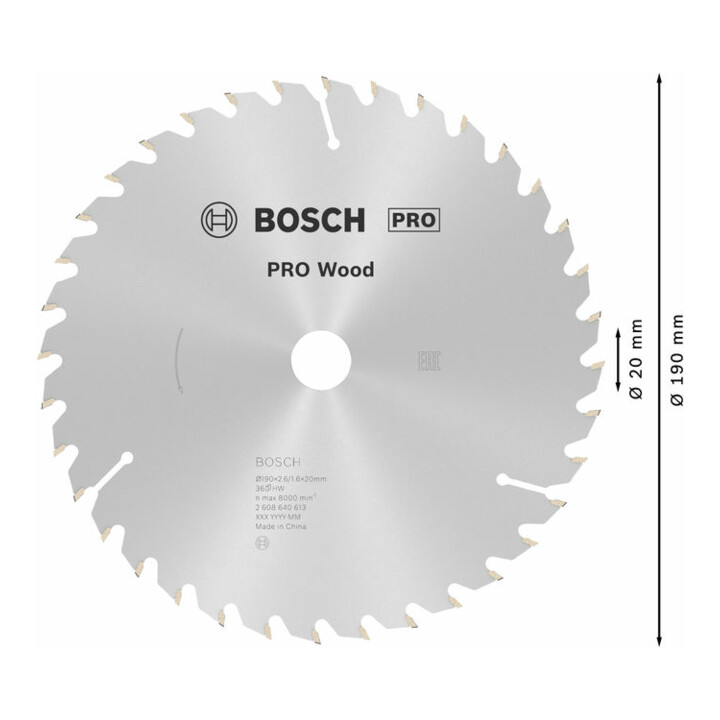 Lame de scie circulaire Bosch Optiline Wood pour scies circulaires à main 190 x 20/16 x 2,6 mm 36