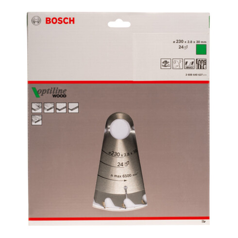 Lame de scie circulaire Bosch Optiline Wood pour scies circulaires à main 230 x 30 x 2,8 mm 24