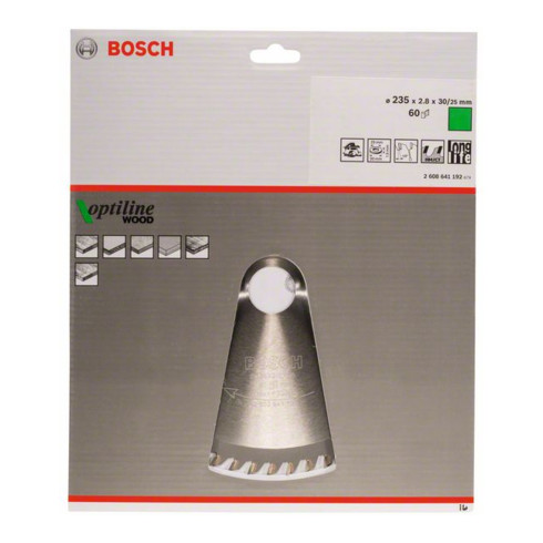 Lame de scie circulaire Bosch Optiline Wood pour scies circulaires à main 235 x 30/25 x 2,8 mm 60