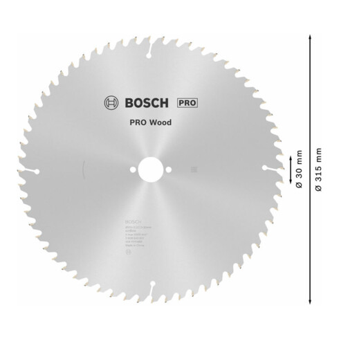 Lame de scie circulaire Bosch Optiline Wood pour scies circulaires de table 315 x 30 x 3,2 mm 60